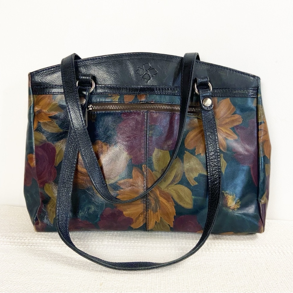 Patricia Nash Peruvian Painting Floral Print Poppy Leather Tote Satchel Handbag